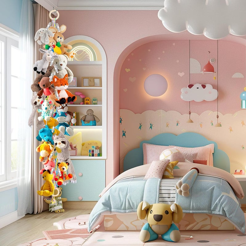 Dorblely 2PCS Stuffed Animal Hammock Corner, 78 Inch Stuff Animal Organizer for Stuffed Animal Storage for Kids Room Decor, Hanging Stuffed Animal Net Holder for Wall or Corner Nursery Collection - Image 2